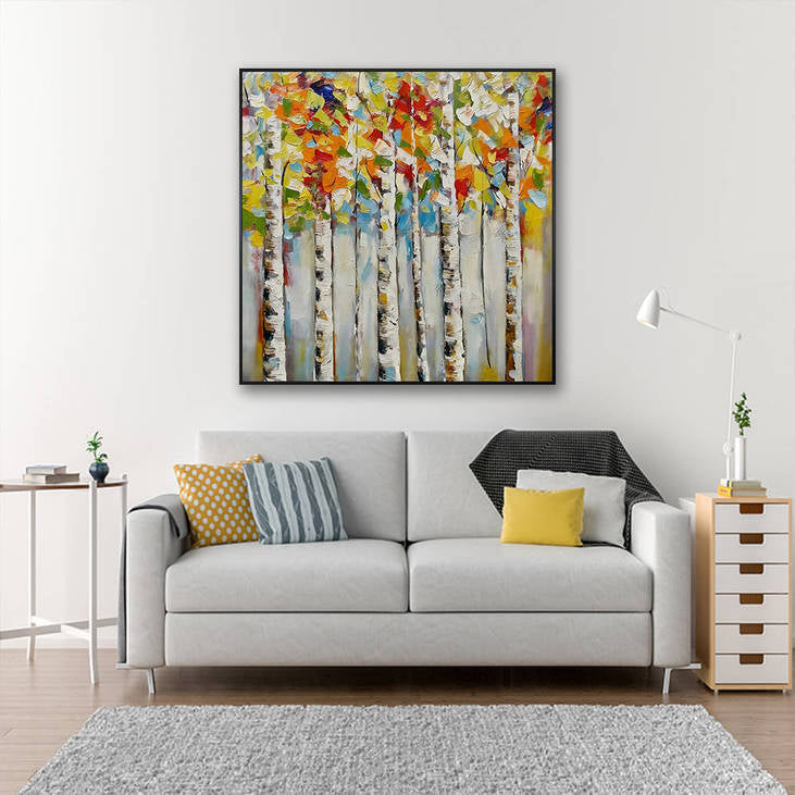 Handmade Birch Tree Canvas Painting #YX351