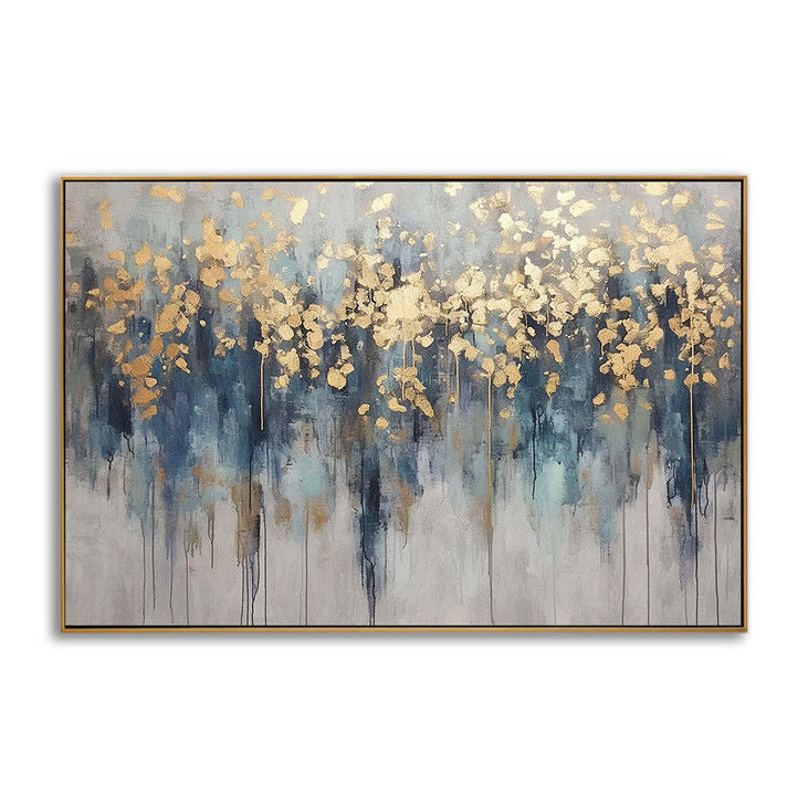 Blue & Gold Abstract Forest Art #YX111