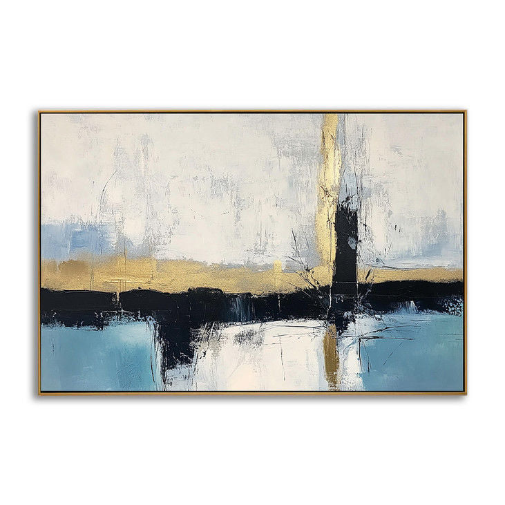 Calming Blue & Gold Abstract Art #YX119