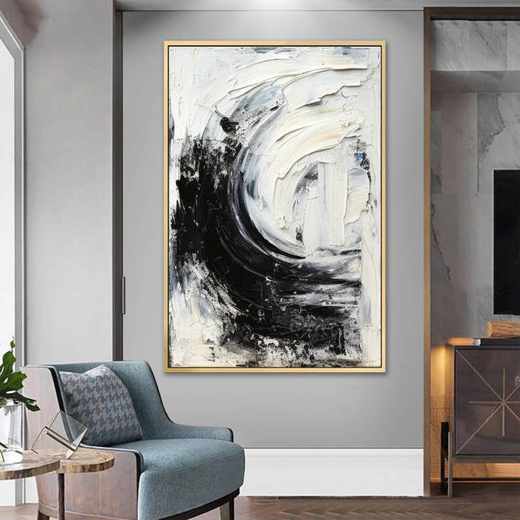 Black and White Textured Abstract Wall Decor #VA44