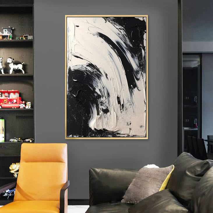 Dynamic Black White Abstract Canvas #VA39