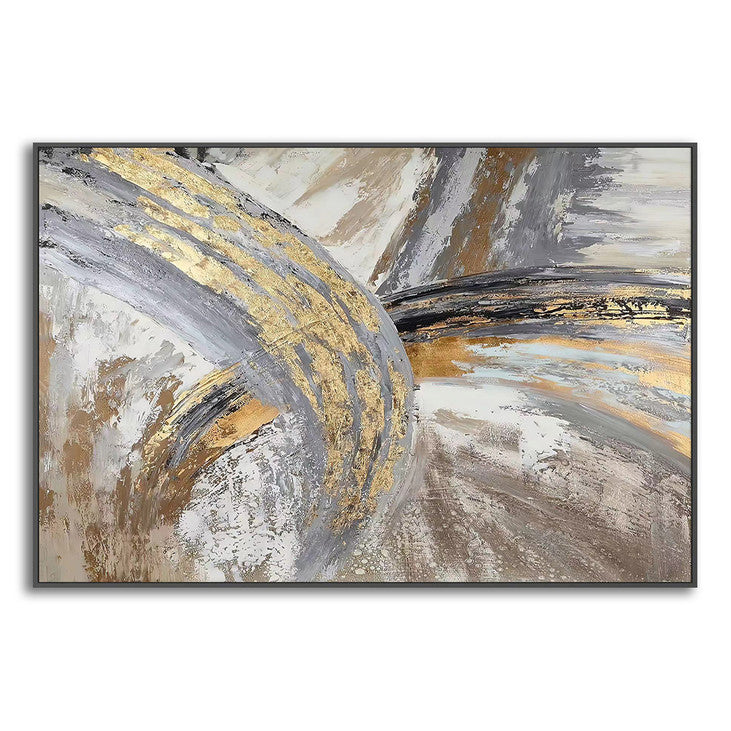 Elegant Gray & Gold Abstract Painting #VA363