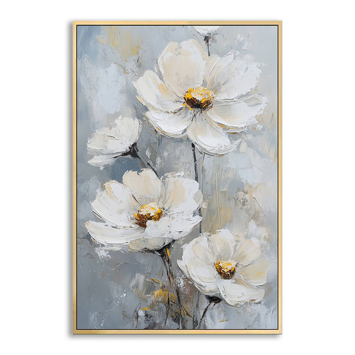 Abstract White Blossom Hand-Painted Art #YX235