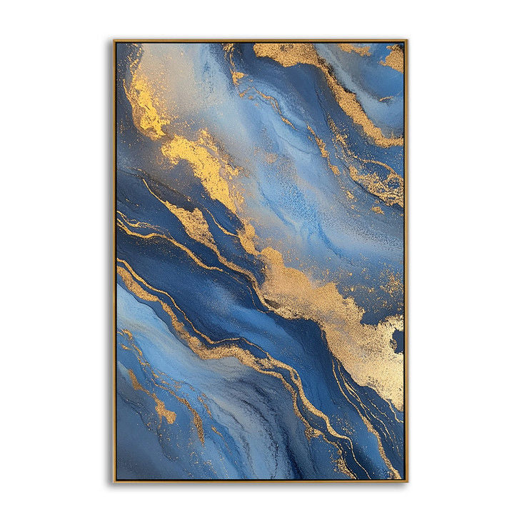 Gilded Blue Abstract Painting #YX86