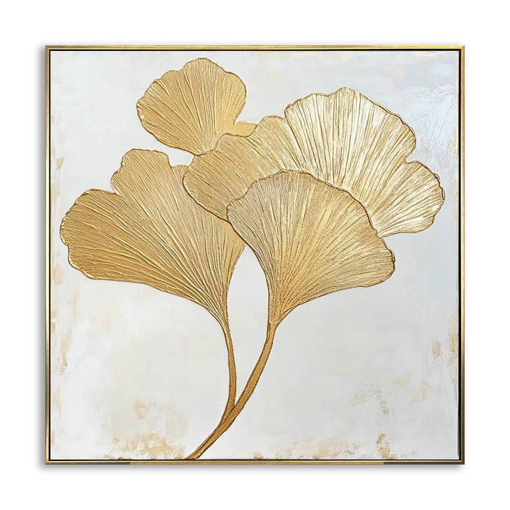 Golden Ginkgo Leaf Hand Painted Canvas #YX339