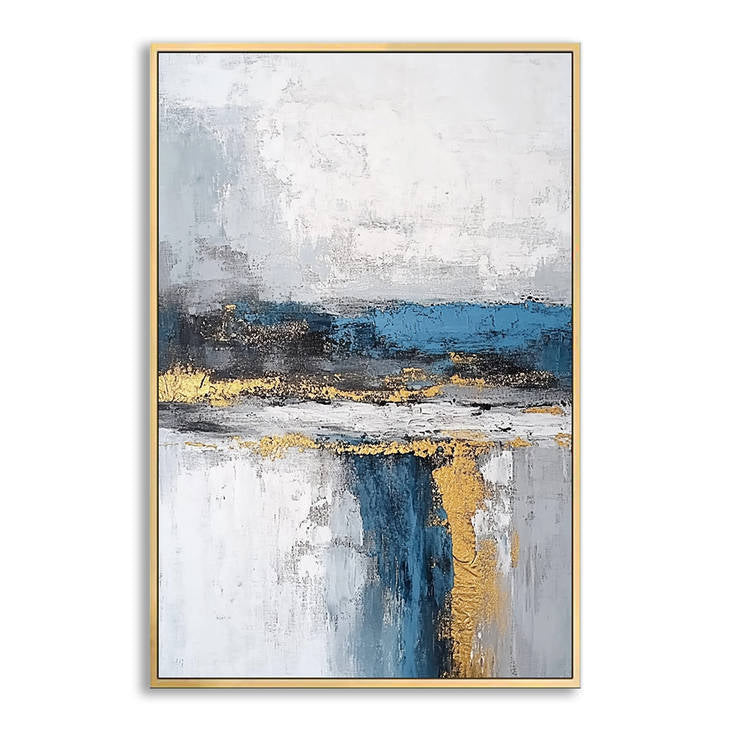 Handmade Abstract Blue & Gold Canvas Painting #YX237