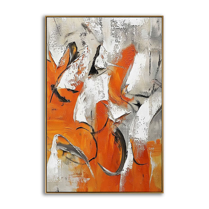 Hand Crafted Orange Gray Abstract Canvas #YX171