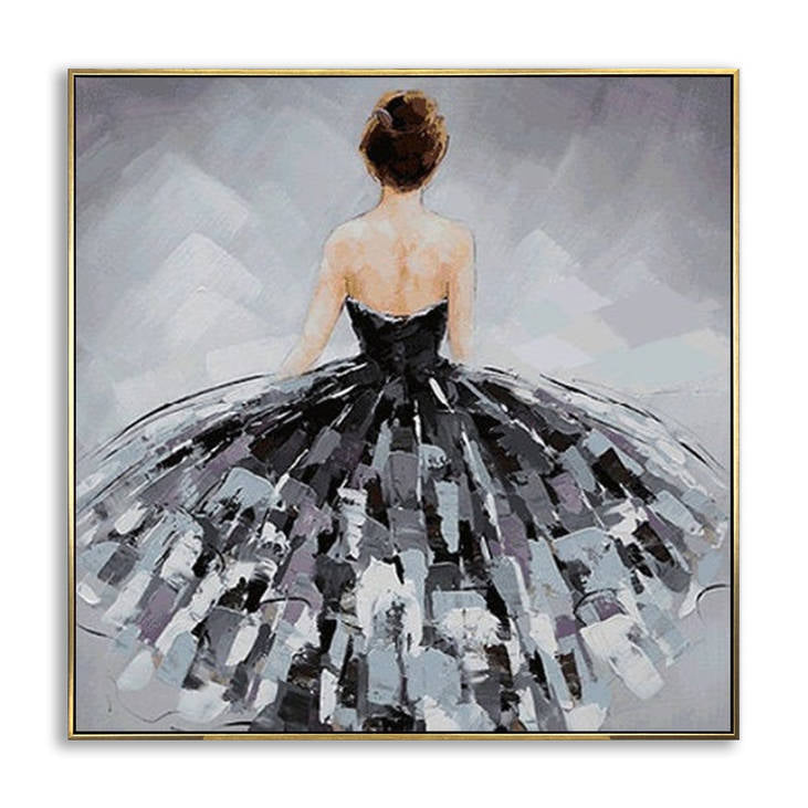Hand-Painted Abstract Ballerina Canvas Art #YX304