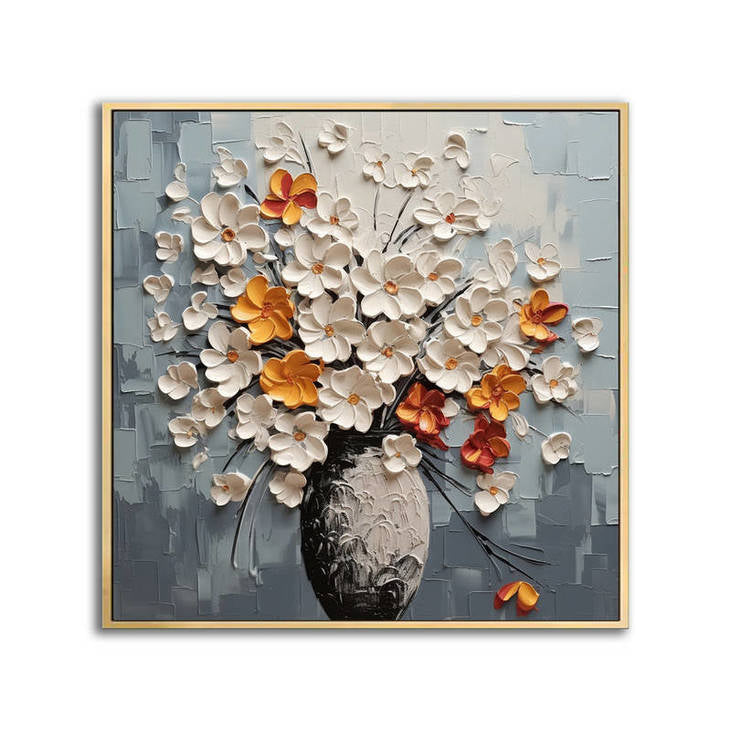Hand Painted Impasto Flower Bouquet Art #VA112