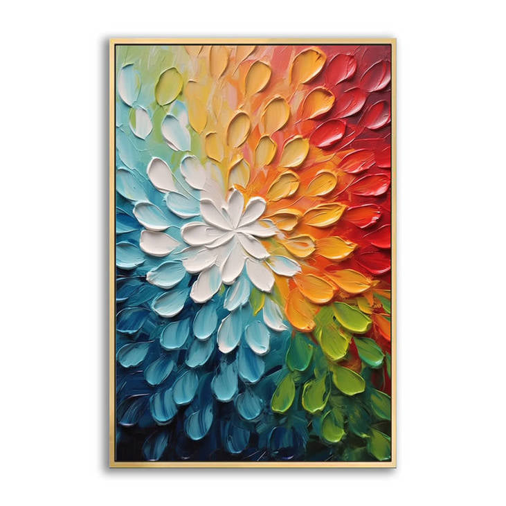 Hand Painted Impasto Rainbow Bloom #VA119