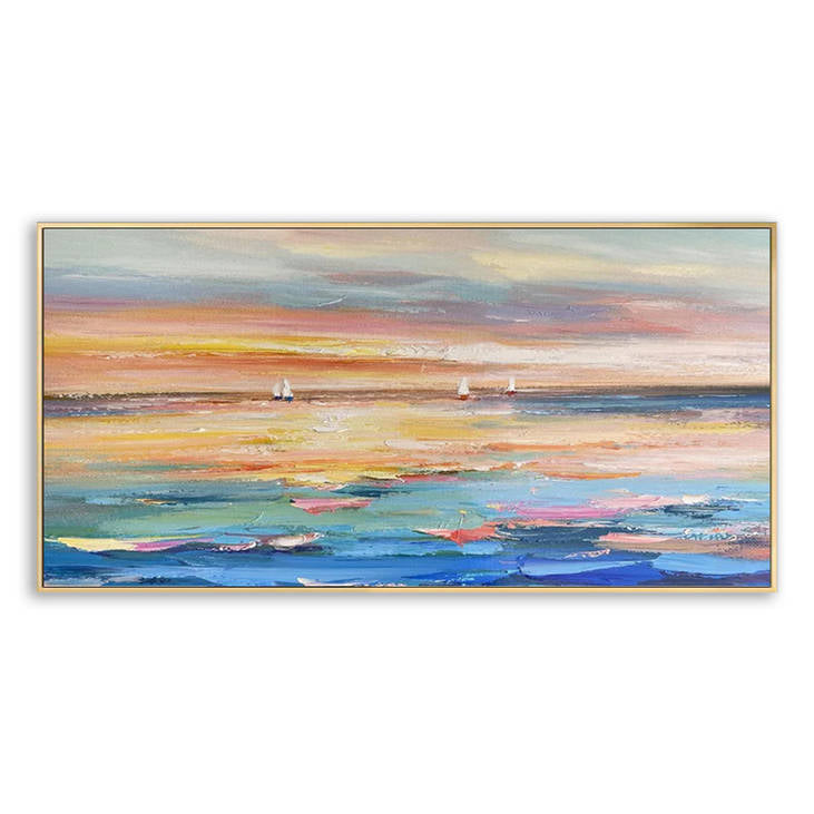 Hand Painted Sea Sunset Landscape Painting #YX310