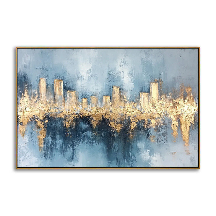 Hand Painted Skyline Gold Accent Canvas #YX120