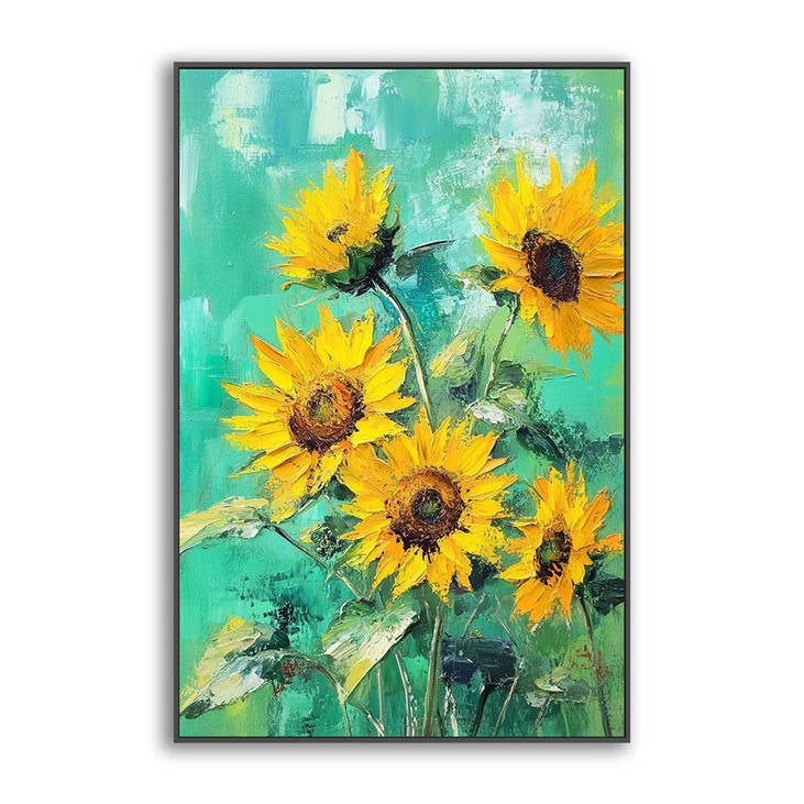 Hand Painted Sunflower Canvas Wall Art #YX327