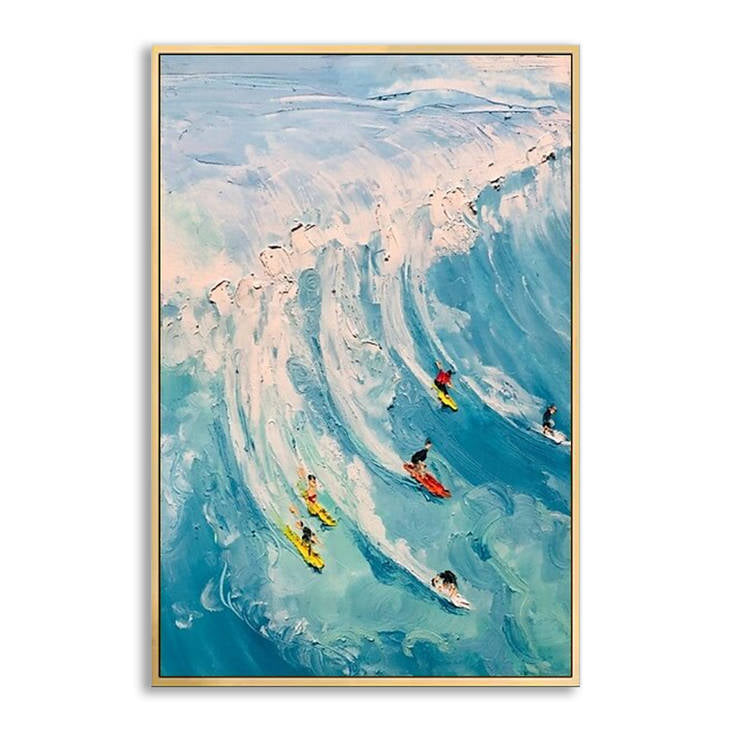 Hand Painted Surfing Scene Canvas #YX227