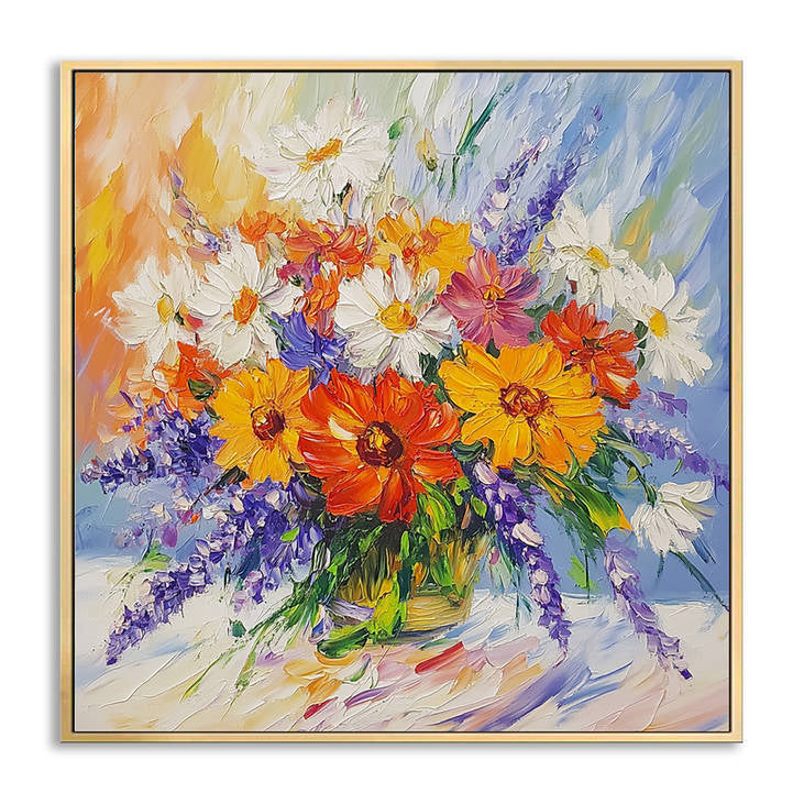 Hand Painted Textured Flower Vase Canvas #YX223