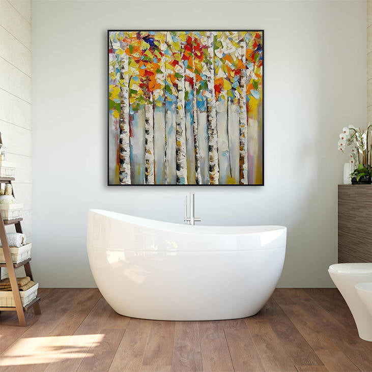 Handmade Birch Tree Canvas Painting #YX351