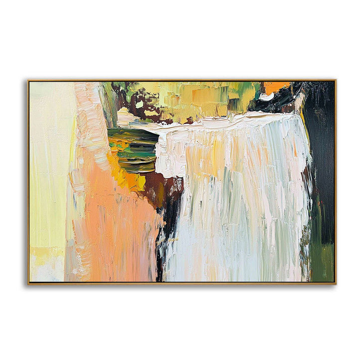 Impasto Abstract Waterfall Painting Textured Wall Art Centerpiece #YX127
