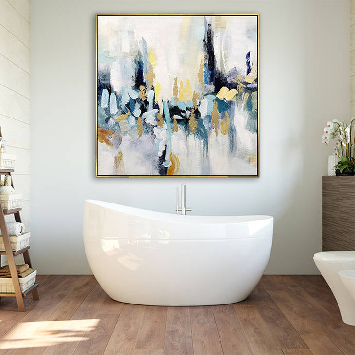 Handmade Abstract Blue Gold Wall Art #YX291