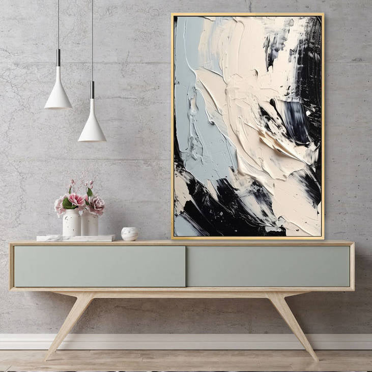 Stylish Black, White & Grey Abstract Art #VA38