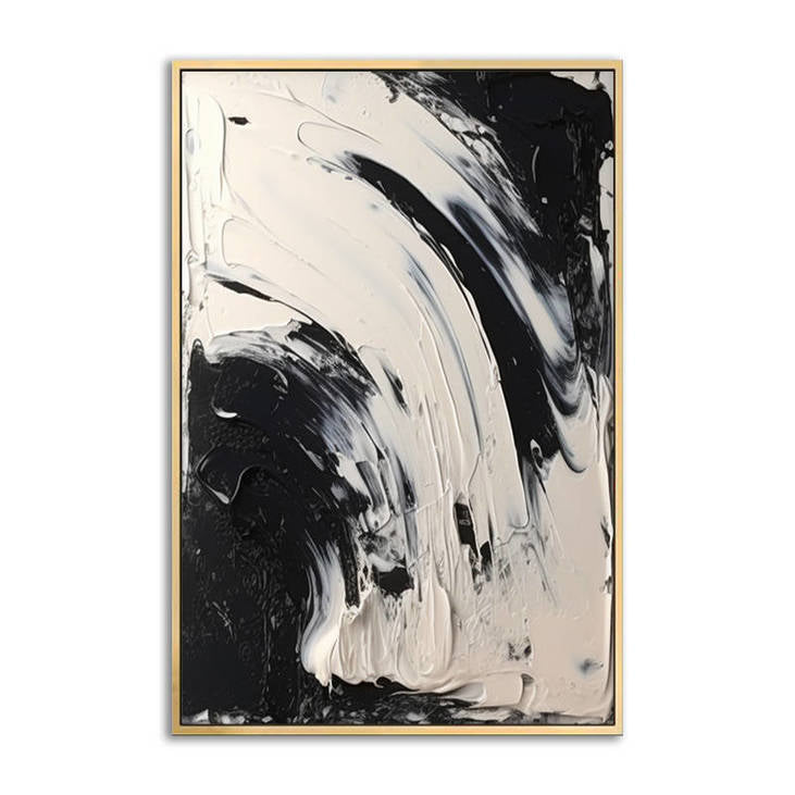 Dynamic Black White Abstract Canvas #VA39
