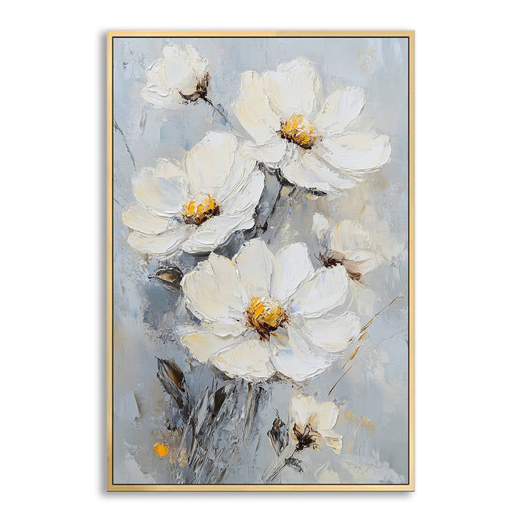 Modern White Flower Abstract Canvas Art #YX234