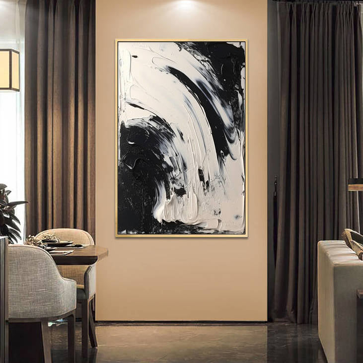Dynamic Black White Abstract Canvas #VA39