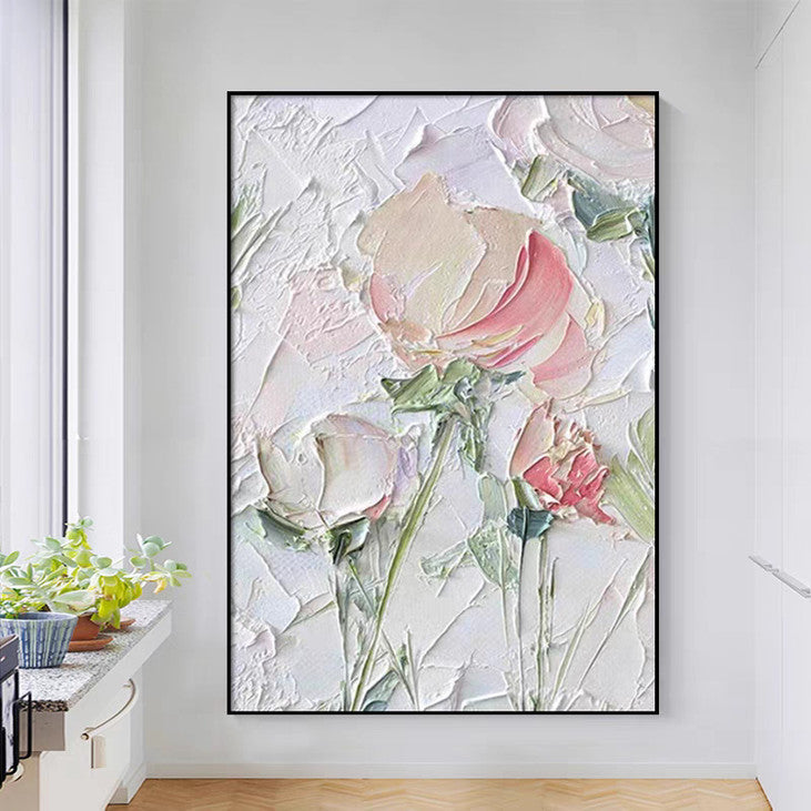 Pink & White Flower Impasto Painting #VA336