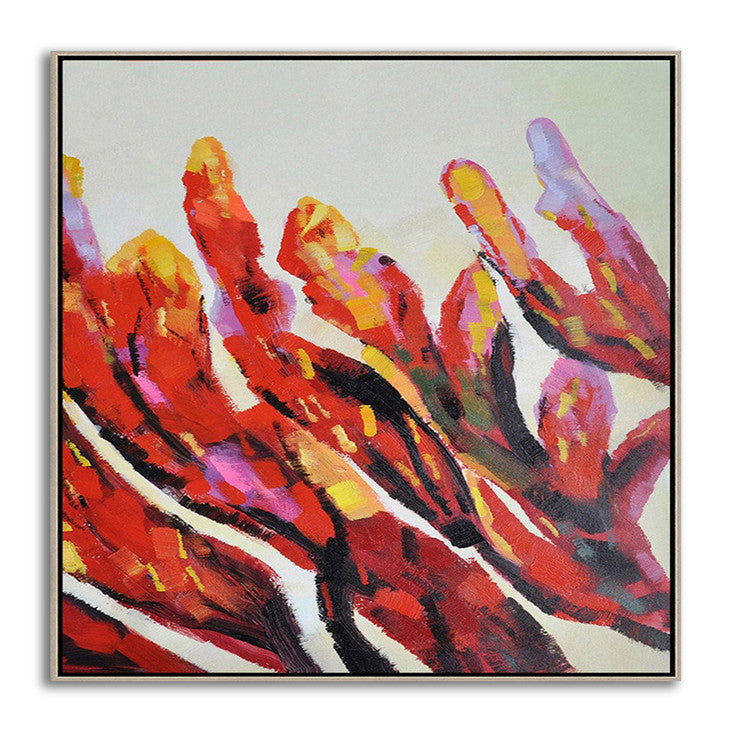 Hand Painted Abstract Coral Canvas Art #VA371