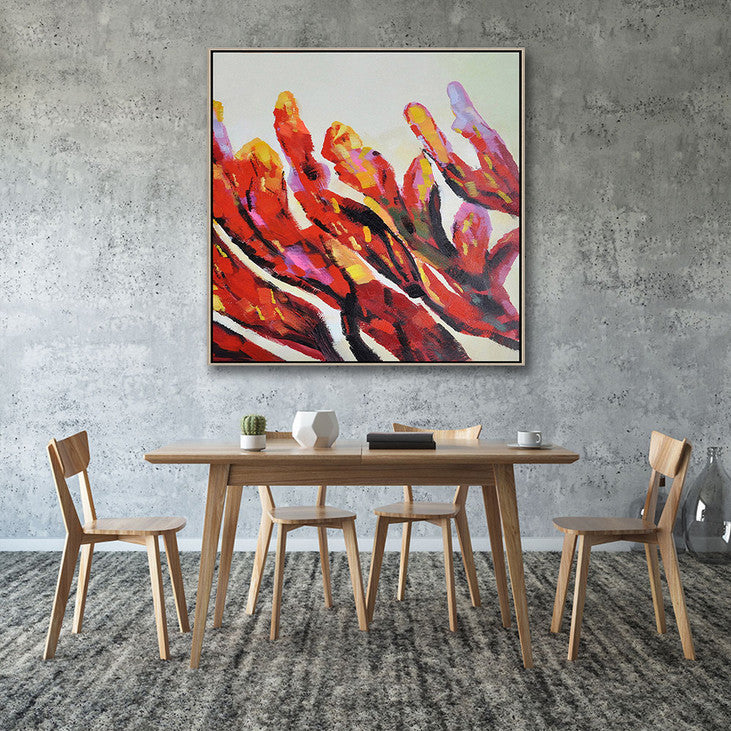 Hand Painted Abstract Coral Canvas Art #VA371