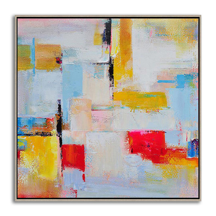 Hand Painted Abstract Color Block Canvas Art #VA373