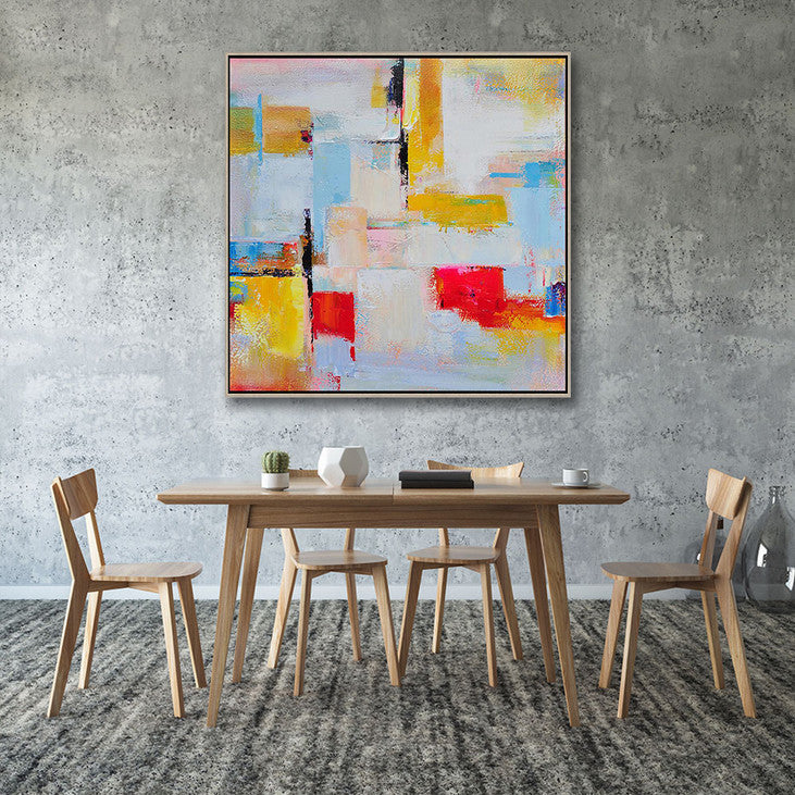 Hand Painted Abstract Color Block Canvas Art #VA373