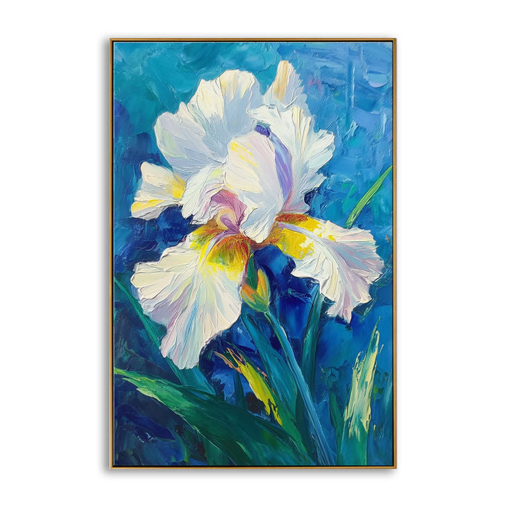 Textured White Iris Flower Canvas #YX191