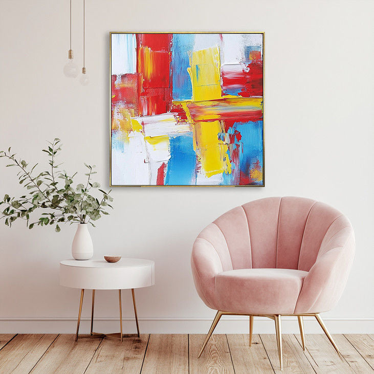 Vibrant Abstract Color Block Canvas Art #YX135