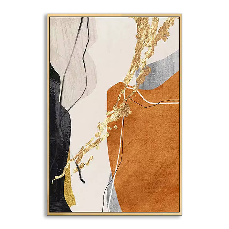 Abstract Gold Leaf Handmade Canvas Painting #YX250