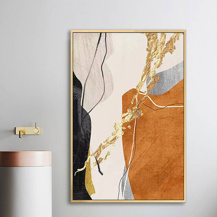 Abstract Gold Leaf Handmade Canvas Painting #YX250