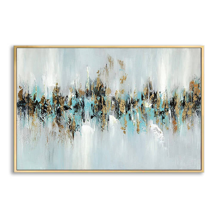 Handmade Abstract Blue & Gold Canvas Art #YX256