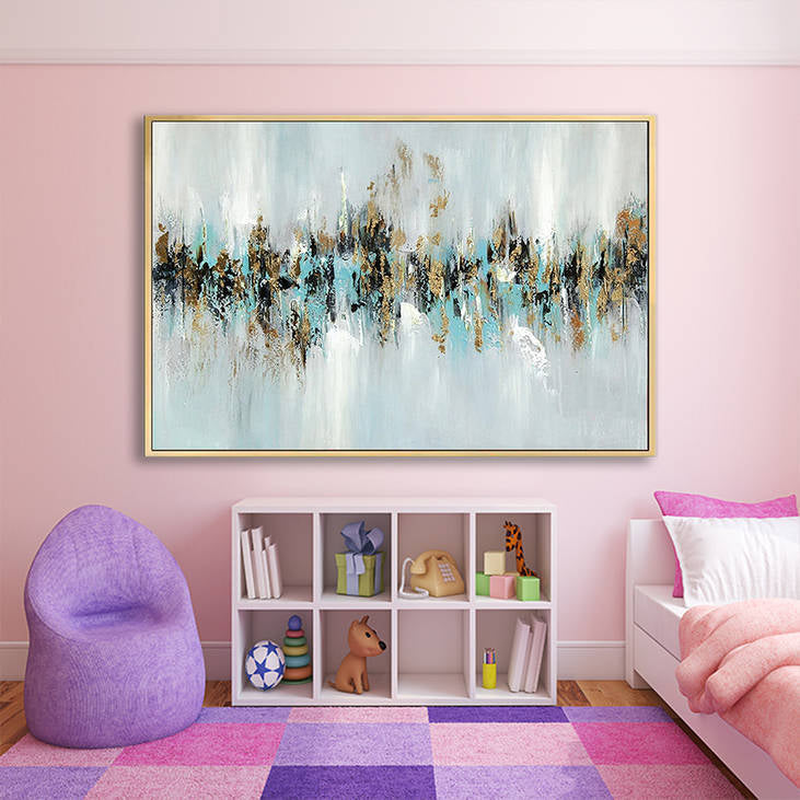 Handmade Abstract Blue & Gold Canvas Art #YX256
