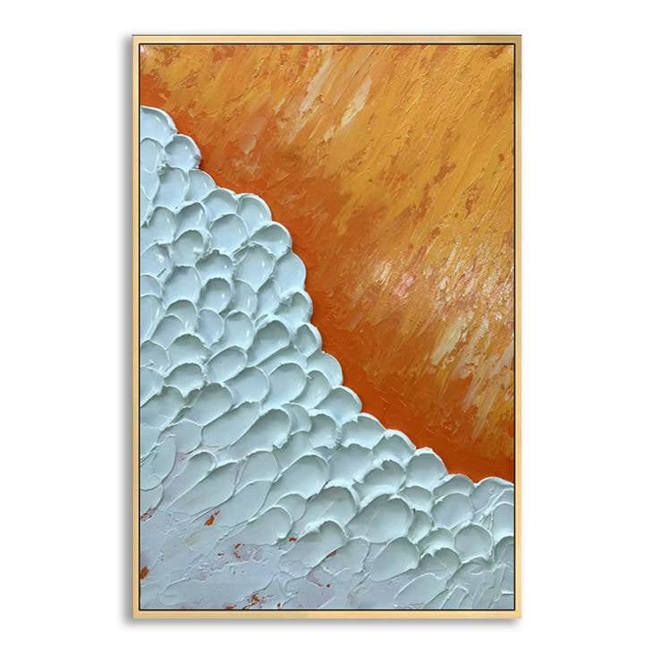 Orange and White Abstract Hand Painted Canvas #YX261