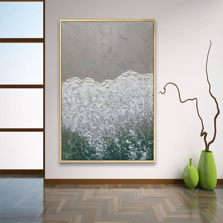 Hand Painted Coastal Wave Textured Art #YX262