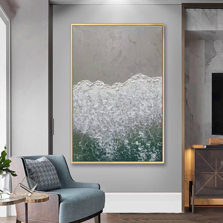 Hand Painted Coastal Wave Textured Art #YX262