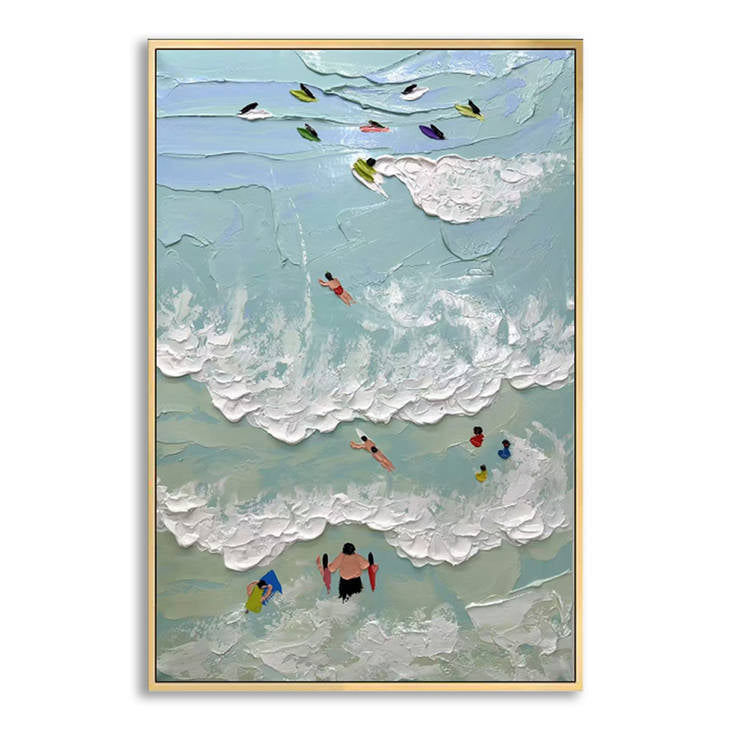Beach Fun Textured Waves Wall Art #YX264