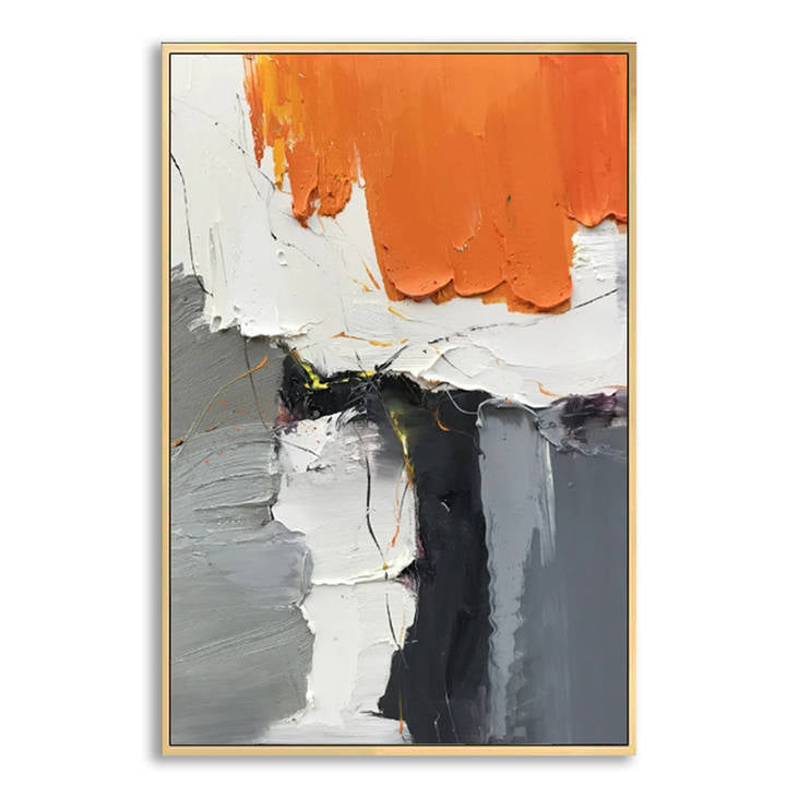 Bold Orange, Grey, White Textured Canvas #YX278