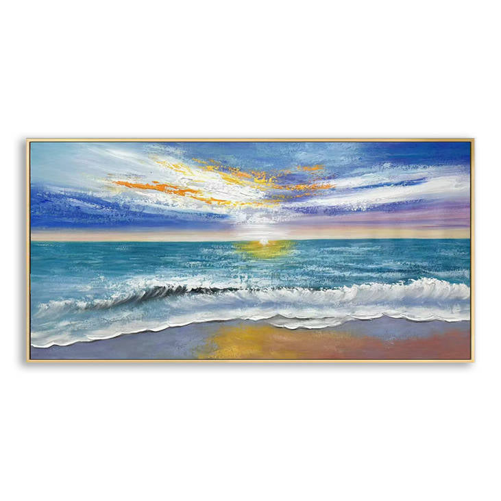 Handmade Seaside Sunset Canvas Painting #YX283