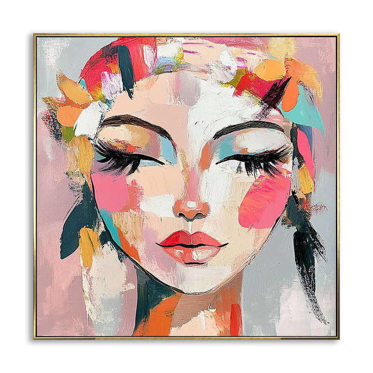 Abstract Colorful Portrait Canvas Painting #YX332
