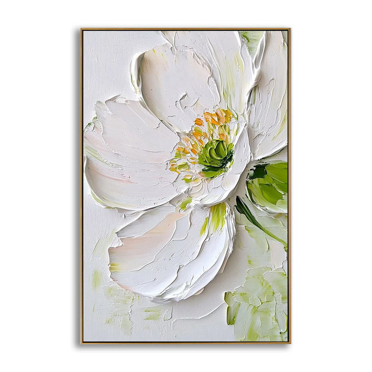 Minimalist White Flower Canvas Painting #YX45
