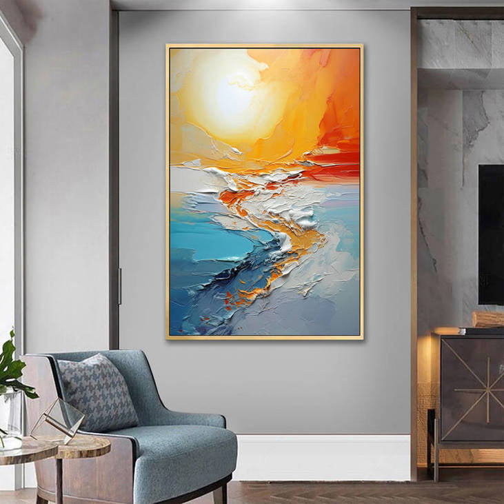 Abstract Sea & Sun Canvas Painting #VA30