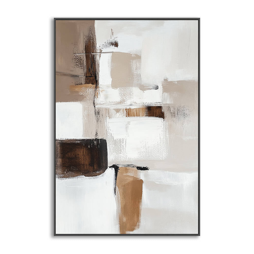 Abstract Beige Brown Textured Canvas Painting #YX313