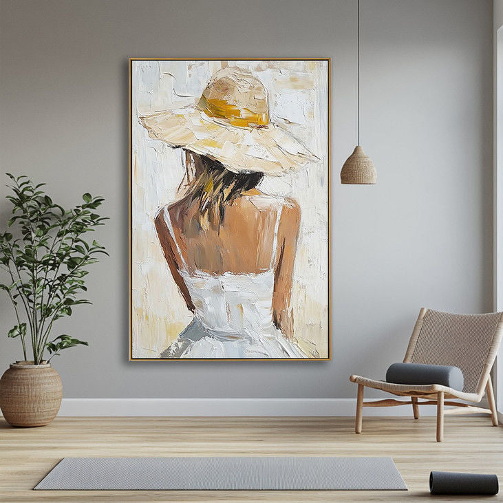 Impasto Lady in White Dress Canvas Art #YX47