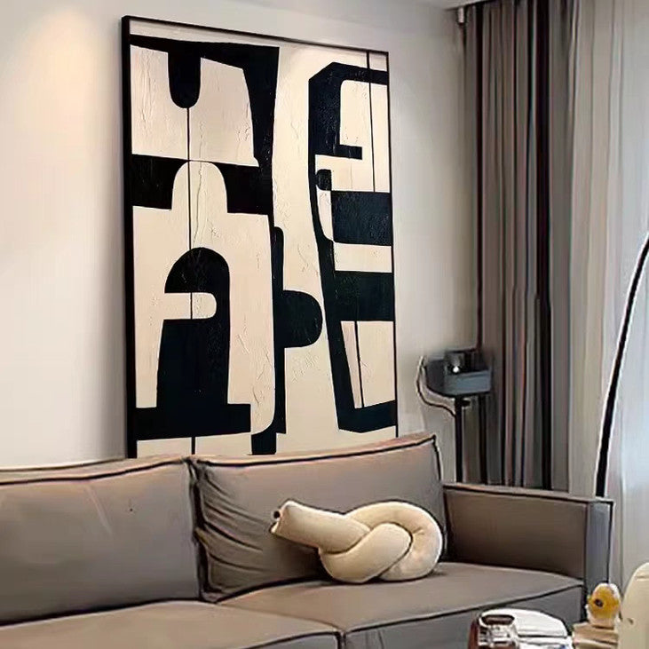 Black & Beige Abstract Geometric Wall Art #VA321