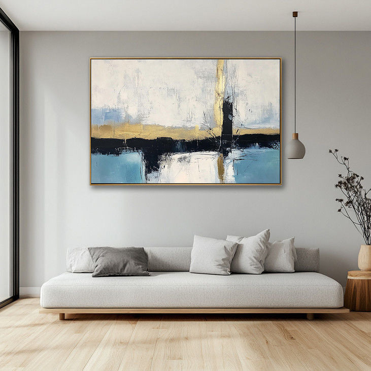 Calming Blue & Gold Abstract Art #YX119